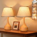 Touch Table Lamp for Bedroom Set of 2, 3-Way Dimmable Bedside Lamp for Nightstand, 17” Rustic Metal Desk Lamp with Linen Shade for Living Room, Kids Reading, Dorm, Home Office Decor, Bulb Included