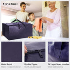 Heavy Duty Extra Large Moving Bags W/Backpack Straps - Strong Handles & Zippers, Storage Totes For Space Saving, Fold Flat, Alternative to Moving Box and Storage Bin (Set of 6, Blue)