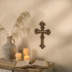 NIKKY HOME Vintage Wall Cross, Polyresin Cross Wall Decor, Decorative Wall Cross for Christian Home Decor Religious First Communion Church Decoration Spiritual Religious Gifts