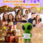 Supportive Crochet Alien Doll - Romantic for Her Him, Soulmate You and Me Day Gift for Boyfriend Girlfriend, Funny I Love You Gift for Husband Wife, Unique Wedding Keepsake