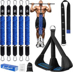 Pull Up Assistance Bands with Foot Support Pedal - Upgraded Heavy Duty Resistance Bands Adjustable Weight/Height with 80Lbs Bands&Measured Strap for Strength Training Home Gym