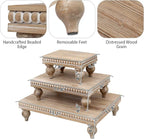 SwallowLiving Wooden Riser for display, Natural, Set of 3