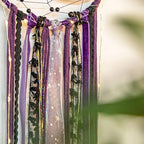 Witchy Crescent Moon Dream Catcher with Purple Agate, Witch Pagan Woven Wall Hanging Dreamcatcher with Light, Gothic Wiccan Hippie Decor with Ornament Decoration Women Gift for Bedroom Christmas