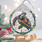 Charming Turtle Stained Glass Orament - Christmas Ornament - Christmas Decorations for Tree - Holiday Present ldeas - Gift Exchange