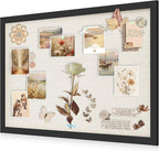 AKTOP Cork Board Bulletin Board with Linen 20" X 30", Large Framed Corkboard for Wall, Hanging Pin Board Picture Board for Home Office Decor, Cute Vision Board with Pushpins (Vintage Black)