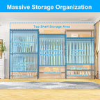 Ulif E13 Max Heavy Duty Clothes Rack（With 4 Hanger Rods & 8 Shelves） Freestanding Clothing Racks for Hanging Clothes，Adjustable Closet，Metal Garment Rack 86" W x16 D x77 H，Max Load 1100LBS，Black