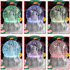 Christmas Snow Globe Musical Snowman Country Village Silver Xmas Tree White Water Snow Globes LED Light Change Music Box Home Christmas Decor for Kids Snowman Snow Globes