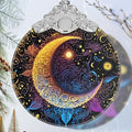 Stained Glass Ornaments - Sun and Moon Christmas Ornaments - Christmas Decorations for Tree - Holiday Present Ideas - Gift Exchange