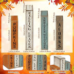 Lineshading 4 Pcs Fall Decoration Wooden Book Autumn Table Decoration Pumpkin Falling Leaves Acorns Tiered Tray Decor Wood Book Sign Farmhouse for Autumn Home Shelf Coffee Table