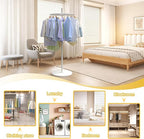 Round Garment Rack, Floor Standing Rotatable Clothing Rack, Portable Retail Display stand for Hanging Clothes Bedrooms Boutiques Commercial Shop Laundry Room