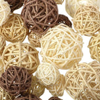 Patelai 36 Pcs Wicker Rattan Balls Decorative Balls for Vase Centerpiece Bowls Orbs Filler for Home Decor,4 Sizes(White, Wood Color, Light Tan, Coffee,2.8'',2.4'',2'',1.6'')