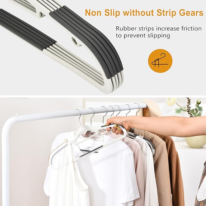 ELONG HOME Plastic Hangers - 50 Pack, Non Slip Slim Coat Hangers, Heavy Duty, 17.1" for Women/Men Clothes