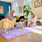 OLANLY 3x5 Machine Washable Small Bedside Rug, Soft Fluffy Shaggy Rugs for Living Room, Bedroom, Indoor Floor Carpet for Kids Girls and Boys, Preppy Dorms, Nursery, Home Decor Aesthetic, Light Purple