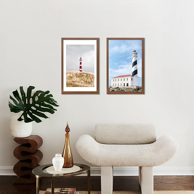 16x24 Picture Frame Brown Set of 3, Display Pictures 12x18 with Mat or 16 x 24 Without Mat, Poster Frames 16x24 Poster Frames for Wall Hanging Horizontal and Vertical