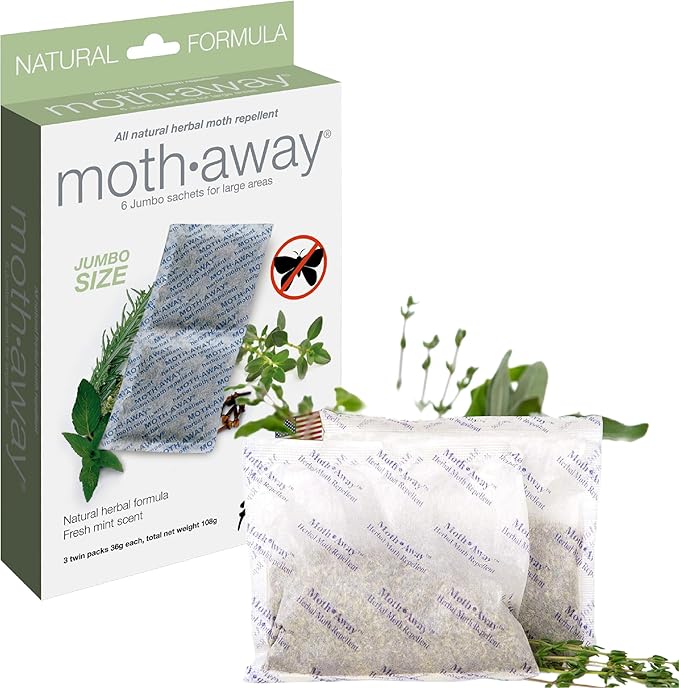 Richards Homewares Moth Away Herbal Non Toxic Natural Repellent, 6-Jumbo Sachets