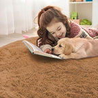 OLANLY Khaki Round Rugs for Bedroom - Machine Washable, 2 ft Circle Area Rugs for Living Room, Soft and Fluffy Shaggy Carpet for Teen Girl and Boys, Nursery Rooms, Dorms, Home Decor Aesthetic