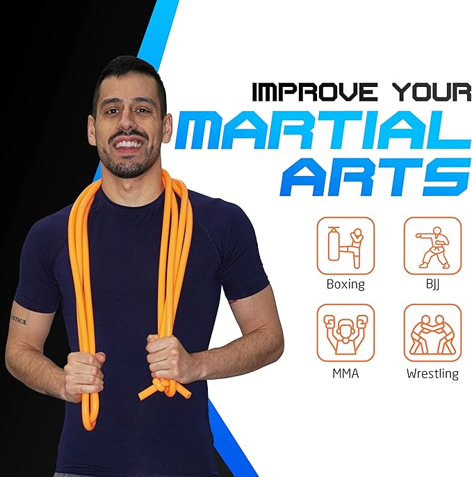 Resistance Bands - 16 Feet Long - 88 lbs Resistance - Strength Training Bands - Elastic Workout Bands - Wrestling Resistance Bands - Fitness & Home Workout Equipment - Resistance Training