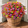 Artificial Fake Flowers for Outdoors Spring Decor, 12 Bundles Faux Silk Flowers Daisy Eucalyptus Plants UV Resisitant Colorful Artificial Flowers for Outside Planter Pots Front Porch Garden Patio