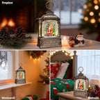 Christmas Snow Globes Lantern with Music, Santa Claus Scene Snow Globes with Water Swirling Glitter Effects, USB/Battery Powered with 6-Hour Timer, Christmas Decorations Gift