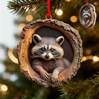 Forest Animal Christmas Ornaments, Funny Forest Animal Ornaments for Christmas Tree,3D Resin Ornaments Hanging for Animal Lover&Easter Basket Stuffers(Raccoon)