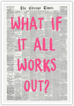 Drimiler What If It All Works Out Poster Retro Newspaper Pink Font Canvas Wall Art Positive Affirming Quote Minimalist Prints Painting For Home Bedroom Dorm Wall Decor 12x16in Unframed