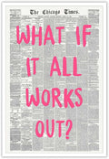 Drimiler What If It All Works Out Poster Retro Newspaper Pink Font Canvas Wall Art Positive Affirming Quote Minimalist Prints Painting For Home Bedroom Dorm Wall Decor 8x12in Unframed