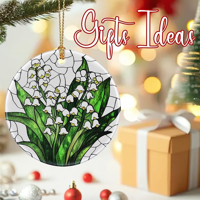 Flower Hanging Ornament, Christmas Ornaments, Xmas Decorations for Tree, Ornaments for Christmas Tree, Holiday Ornament, Flower Themed Gifts, Holiday Party Gifts, Xmas Gift Ideas - Lily of The Valley