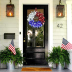 TORONTOKYO 3 Pcs Patriotic Tinsel Wreath for Front Door 11.81 Inch Red White Blue Memorial Day Wreath with Stars 4th of July Decorations for Independence Day Wall Home Farmhouse