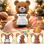 WELLBANEE Cute Aunt Gift from Niece Nephew, Handmade Crochet Bear, Best Appreciation Gifts, Funny Birthday for Auntie, Sentimental Appreciation Gift for the Best Aunt Ever, Shelf Décor Bear