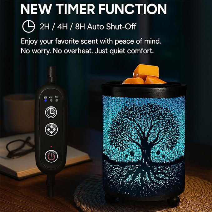 Leyoue Electric Wax Melt Warmer PTC Heating Plate with 7 Colors LED Changing Light Wax Warmer Fragrance Warmer for Home Office Gifts & Decor(Life Tree)