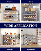 Kitsure Shoe Rack - Non-Woven Shoe Rack Shelf, Shoe Organizer for Closet, Entryway, Garage & Corridor, Stackable Shoe Shelves, 27.5" Wide - 3 Tier, Grey