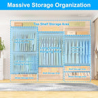 Ulif E13C Pro Heavy Duty Closet Organizer System，Freestanding Clothing Racks for Hanging Clothes，Adjustable Garment Rack 75" W x16 D x77 H Hold 1000lbs，White Rack with White Dustproof Cover