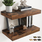 24 Inch Floating Shelves for Wall 2 Pack, 12"D Wood Grain Bathroom Shelves with Invisible Brackets, Easy Install Engineered Wood Storage Shelves for Kitchen, Living Room, Bedroom, Rustic Brown Finish