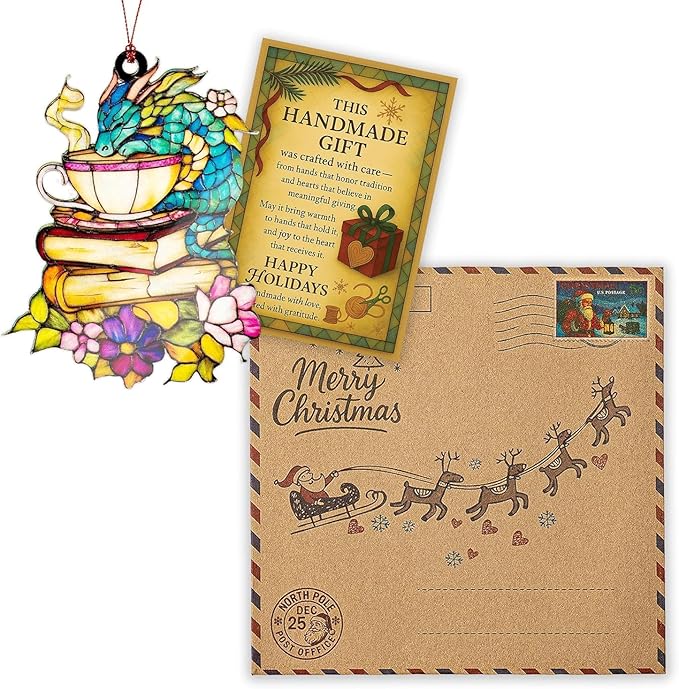 Elphaba Ornament, Dragon Ornaments for Christmas Tree, Unique Dragon Christmas Ornaments, Book Ornament Gift for Readers, Fantasy Dragons Decoration for Holiday Tree, Cute Magical Home Decor