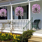HyeFlora 2PCS Artificial Hanging Flowers for Outdoors Spring Decoration, Faux Daisy Plants Fake Silk Orchid Long Stems UV Resistant Mums for Home Garden Wall Party Indoor Outside Decor