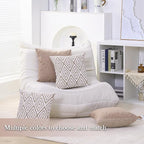 HPUK Decorative Throw Pillow Covers Set of 4 Geometric Design Linen Cushion Cover for Couch Sofa Living Room, 20"x20" inches, Light Brown