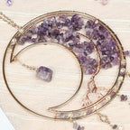 Purple Gemstone Dream Catcher 7 Chakras Tree of Life Moon Dream Catchers with Healing Crystal Stones Handmade Suncatcher Dreamcatcher Wall Decor for Adults Living Room,Bedroom,Garden,Bless Gift