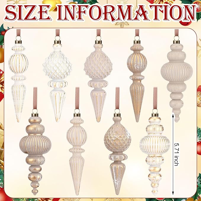 Yunlly 18 Pcs Neutral Christmas Ornaments Textured Christmas Tree Decor with Hanging Loop Modern Brown Hanging Finial Ornaments Shatterproof Home Decor for Xmas Vintage Rustic Farmhouse (Modern Color)