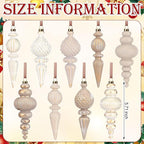 Yunlly 9 Pcs Neutral Christmas Ornaments Textured Christmas Tree Decor with Hanging Loop Modern Brown Hanging Finial Ornaments Shatterproof Home Decor for Xmas Vintage Rustic Farmhouse (Modern Color)