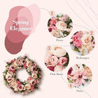 Peony Wreath 23'' Spring Wreaths for Front Door, Artificial Large Floral Wreath for Front Door Wall Decor, Valentine’s Day Home Wedding Housewarming Gift EZsenses (Light Pink)