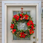 2 Pack Wreath Hangers for Front Door,Christmas Decoration Metal Over The Door Wreath Hanger Ornament,Candy Cane Wreath Hanger