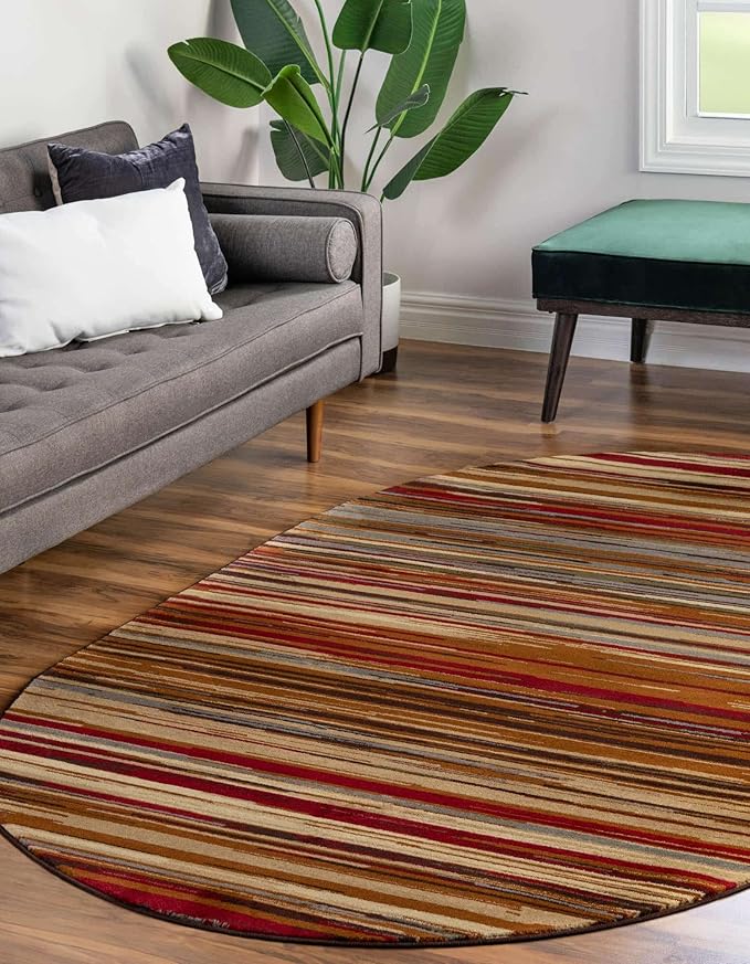 Unique Loom Barista Collection Area Rug - Icatu (5' 3" x 8' Oval, Beige/Brown)