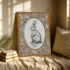 Framed Vintage Rabbit Wall Art, Cute Easter Bunny Pictures Wall Decor, Rustic Farmhouse Animal Paintings Canvas Prints Cottagecore Home Decor for Nursery Living Room Bedroom 12x16 inch