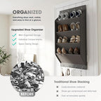 WVM Over The Door Shoe Organizer with Large Deep Pockets, Hanging Closet Shoe Rack for Large Shoes, Boots, Multifunctional Entryway Door Hanger with Hooks