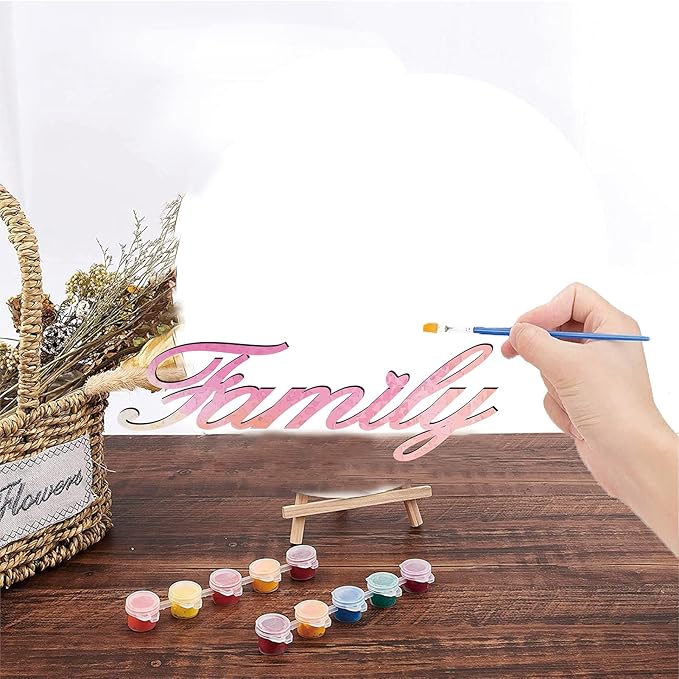 CREATCABIN Wood Family Sign Wall Decor Art Cutout Letter Word Laser Cut Unfinished Decorative Accessories Modern for Living Room Home Door Farmhouse Porch Bedroom Decoration 11.8 x 4.7 Inch,Black