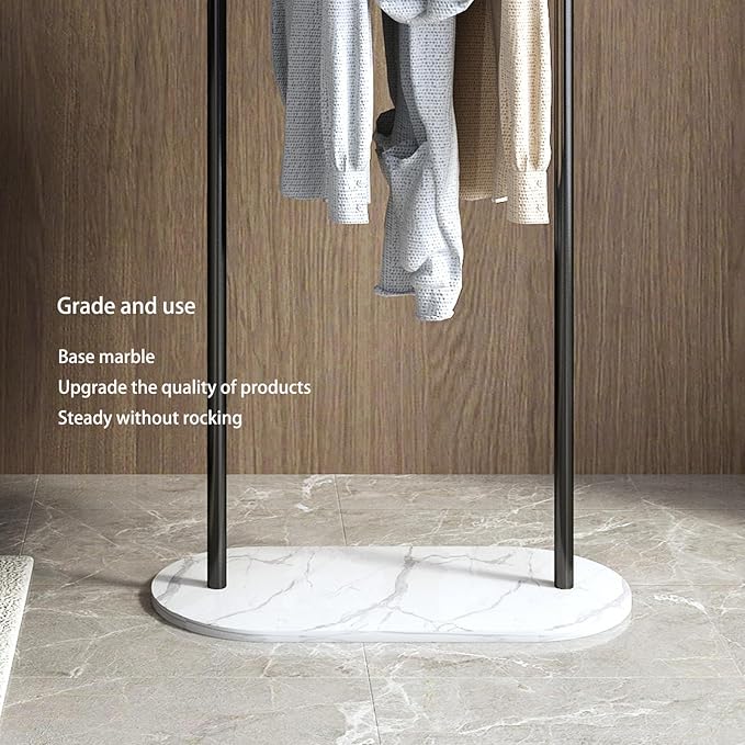Freestanding Clothing Rack with Marble Base,Modern Black Arch Garment Rack for Small Spaces,Sturdy Metal Coat Rack,Clothes Racks for Hanging Clothes in Bedroom,Closet,Entryway,Boutique Display