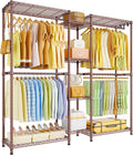 Ulif E4 Clothes Rack, Heavy-Duty Garment Rack, Metal Freestanding Clothing Organization Storage System Can Be L-Shaped with Shelves and Hangers, Max Load 962lbs, 71.6" W x 14.5" D x 79.3" H, Bronze
