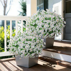 Ivydale 24 Bundles Artificial Flowers for Outdoors Spring Outside Decoration, Faux Silk Petunias White Fake Flowers Bluk Realistic UV Resistant Plants for Outdoor Planters Porch Patio Garden Yard Home
