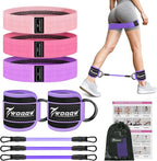 WOQQW Resistance Bands Set - Ankle Resistance Bands with Cuffs for Legs & Glute Workout, Fabric Booty Bands for Women, Home Gym Exercise Equipment for Hip, Pilates, Fitness, Yoga, Physical Therapy