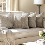 MIULEE Pack of 4 Couch Throw Pillow Covers 20x20 Inch Khaki Soft Decorative Chenille Pillow Covers Farmhouse Accent Cushion Covers for Boho Home Decor Sofa Bedroom Living Room